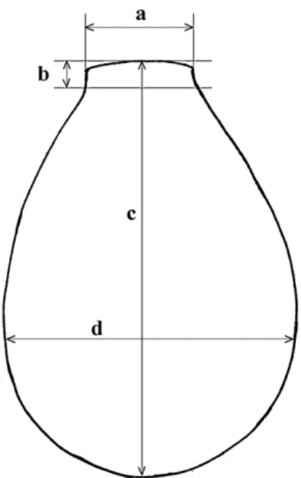Fig. 8. Schematic sketch and position of the measured axes of the test: a. diameter of aperture, b