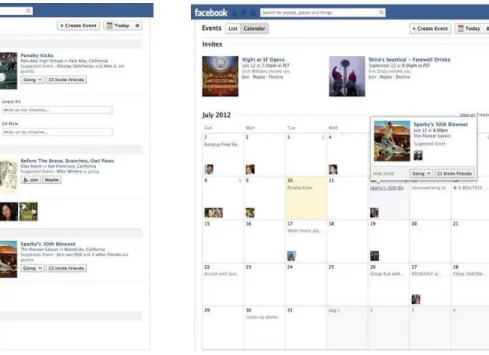 Abbildung 8 – Facebook Listansicht  Abbildung 7 - Facebook Kalendaransicht 