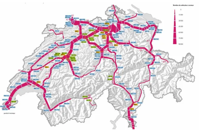 Figure 9. Densité du trafic sur les routes nationales par 24h