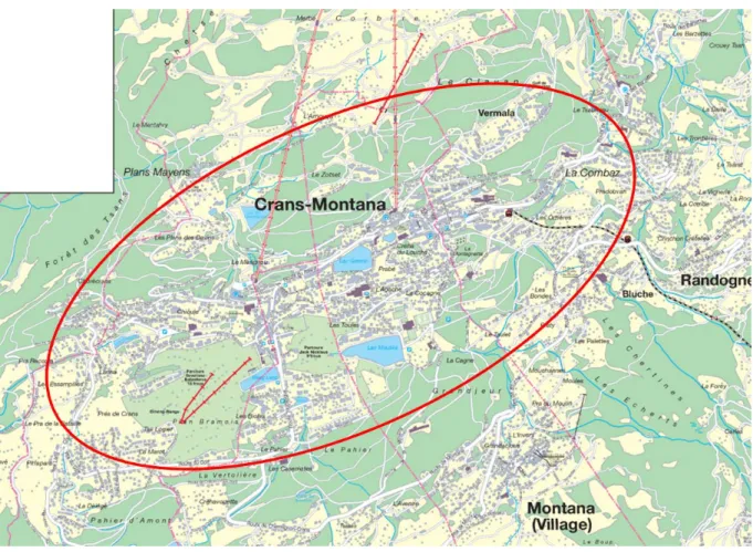 Figure 3. Délimitation du territoire d’analyse : la station de Crans-Montana 