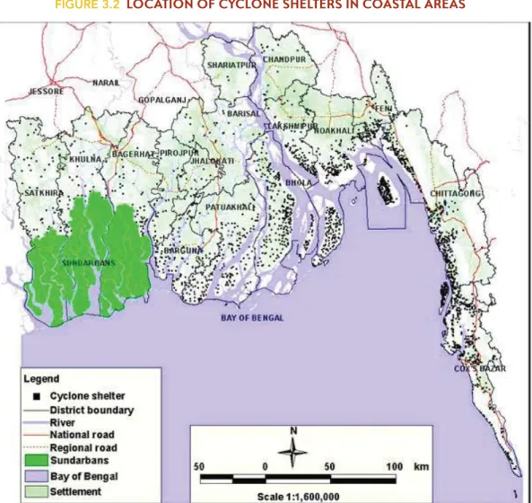FIguRe 3.2   LOCATION OF CyCLONE SHELTERS IN COASTAL AREAS