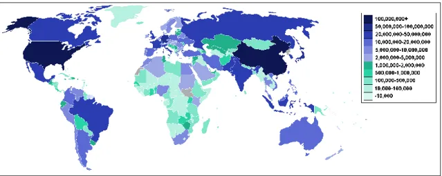 Figure 3 — Nombre total d’internautes par pays 