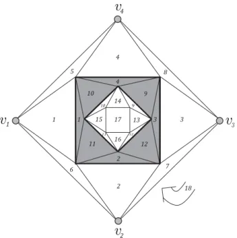 Figure 22: Hyperbolic octahedrite with 8 vertices as a facet of P and its neighbours