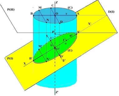 Figure 6. Intersection d’un cylindre par un plan incliné  