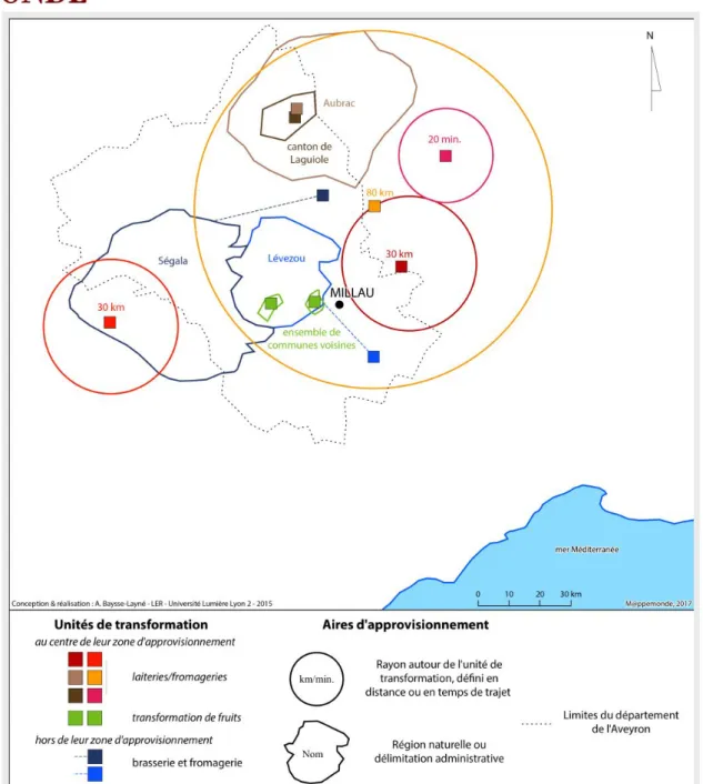 Figure 6a. Exemples d’aires d’approvisionnement continues.