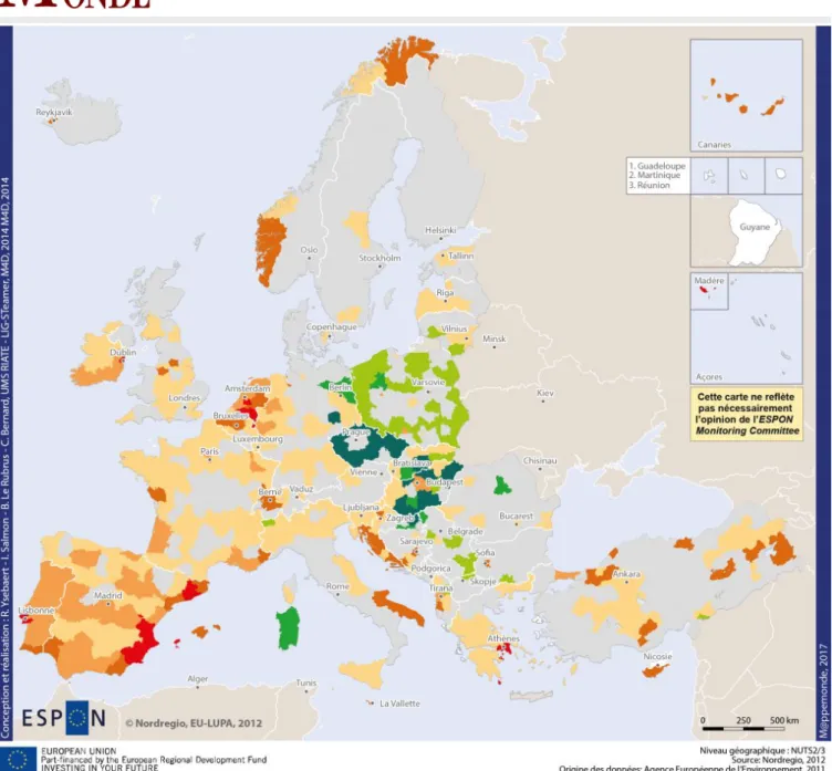 Figure 4. Changement d’utilisation du sol, 1990-2006. Source : ESPON Synthesis Report, projet EU-LUPA 2014