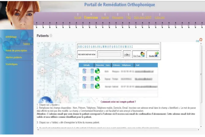 FIG. 18 : Page de prescription au patient 