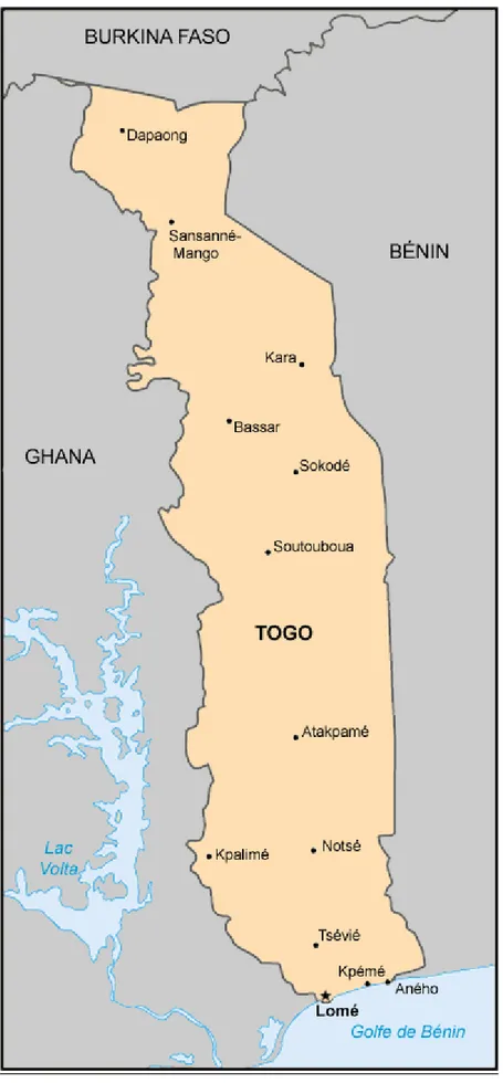 Figure n° 1 : Carte géographique du Togo  