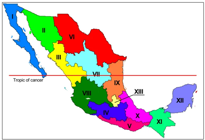 Figure 1.3  Hydrologic-Administrative Regions (CNA 1999) ( Source: IMTA, 1999 ) 