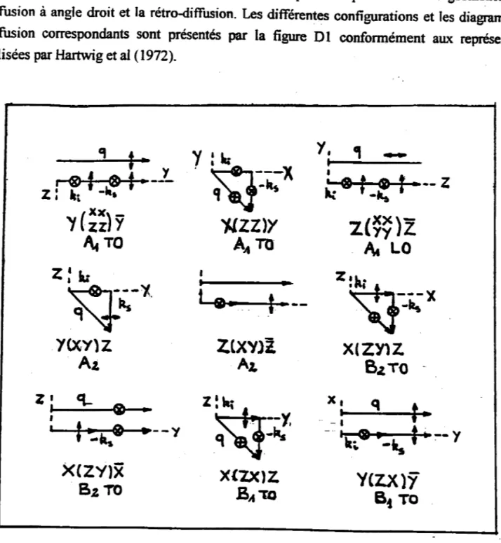 Figure Dl:  Diagrammes  de diffirsion Raman mise en oeuwe sur KTp