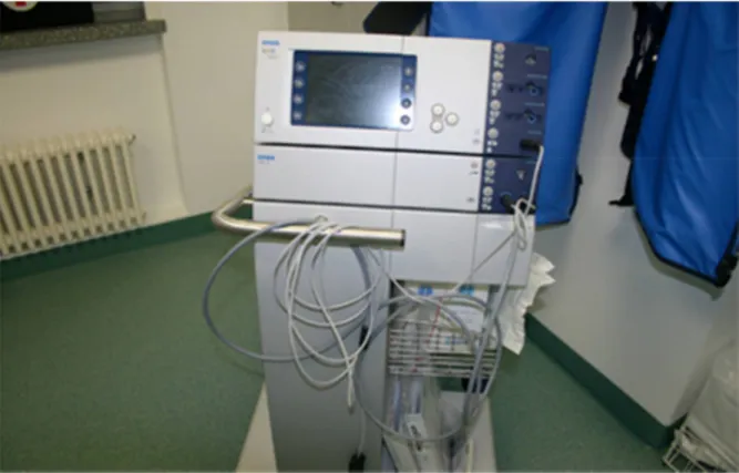 Figure 1 : Image montrant l’appareil du plasma argon (APC) utilisé dans notre service   (Image du service de gastro-entérologie II de HMIMV) 