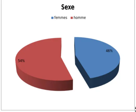 Graphique 1: Répartition des patients en fonction du sexe. 