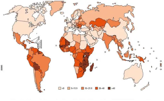 Figure 1 : Estimation de l’incidence du cancer du col de l’utérus dans le monde en 2012