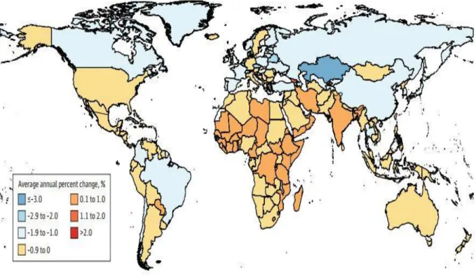 Figure 23: Incidence du cancer de la prostate dans le monde 