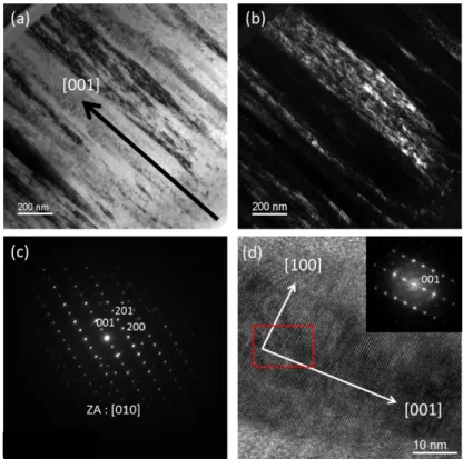 Figure 3.9 TEM characterization of a 1.6 µm thick film deposited on silicon substrate