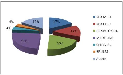 Figure 9 : Nombre de patients par services 