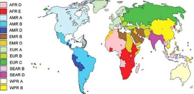 Figure  6  : Répartition géographique mondiale de la BPCO [49]. 