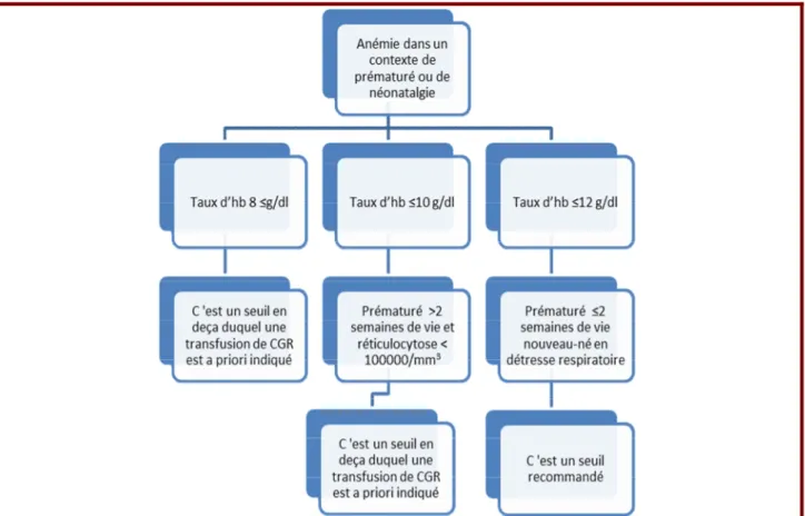 Figure 6-Les indications des concentrés de globules rouges en néonatale. (22) 