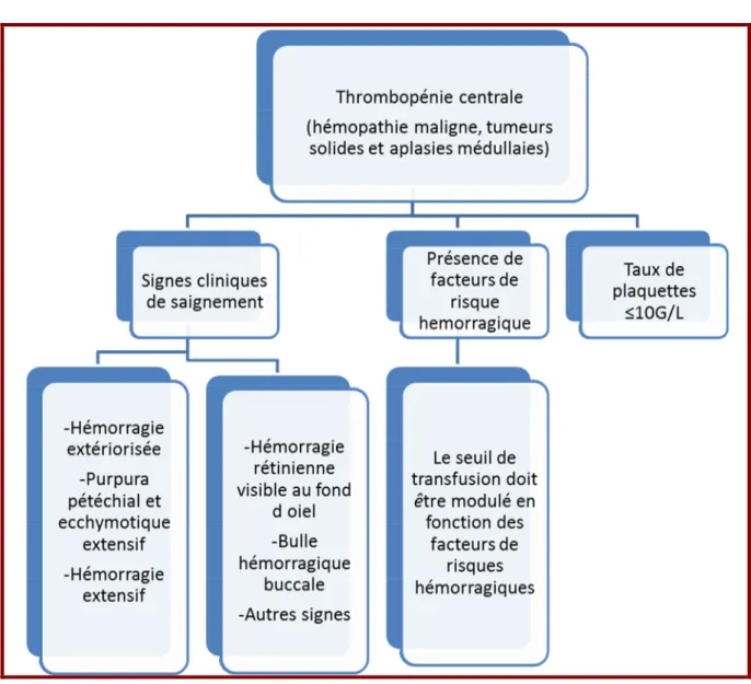 Figure 7-Les indications des concentrés de plaquettes en médecine et en pédiatrie  (thrombopénie centrale)