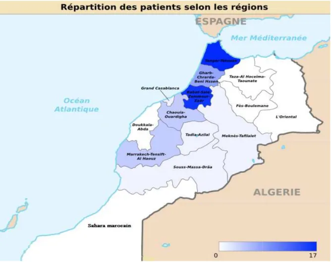 Figure 5 : Répartition des patients selon les régions
