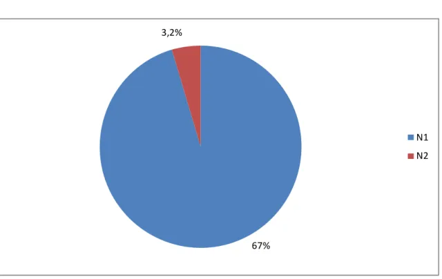 Figure 9 :  Répartition des tumeurs selon les stades N1et N2. 