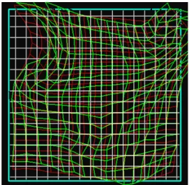 Fig. 6 – Grille déformée par le mouvement du fluide