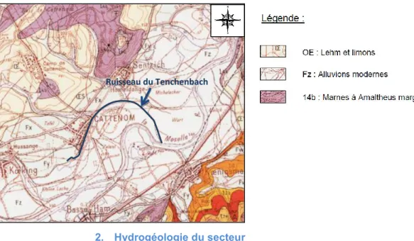 Figure 3 : Extrait de la carte géologique du secteur, au 1/50000°, éditée par le BRGM 