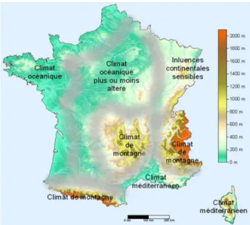 Figure 1. Régions climatiques françaises (d’après Météo-France, 2017)