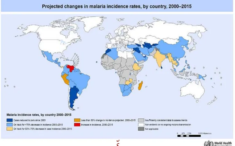 Figure 2 : Evolution de l’incidence du paludisme entre 2000 et 2015. [2] 