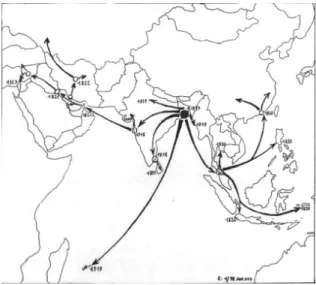 Figure 2: Voies de diffusion de la première pandémie de choléra à partir de 1817 [8] 