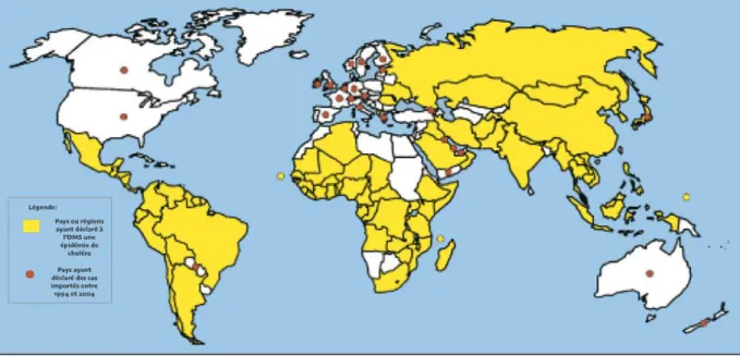 Figure 14: Le choléra dans le monde entre 1991 et 2004 [44] 