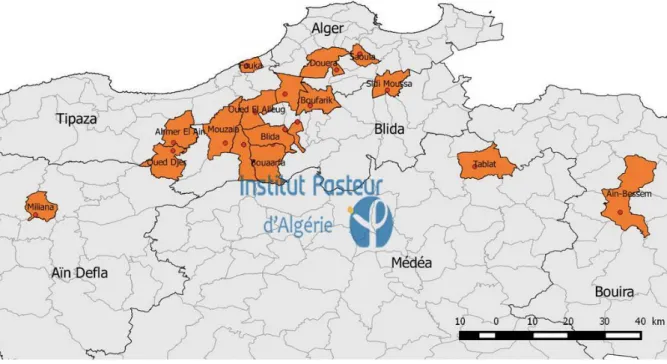Figure 15: Répartition des cas de choléra en Algérie en 2018 [48] 