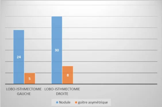 Graphique 6: Répartition selon l’indication opératoire de la lobo-isthmectomies. 