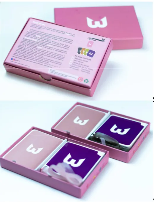 Figure 7. Le boitier du Jeu Herraf ® , avec les deux packs de cartes (cartes de jeu, et Flashcards) 