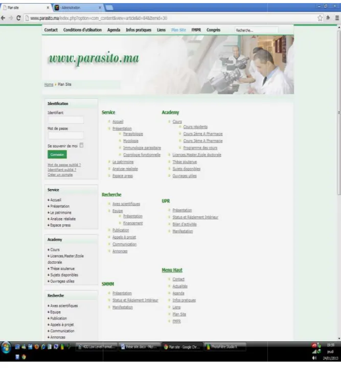 Figure 5 : Contenu du site 
