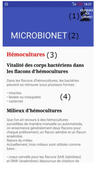 Figure 5: L’application MICROBIONET  