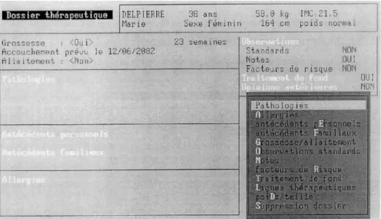 Figure 3:Dossier Patient du logiciel Alliance-Plus  