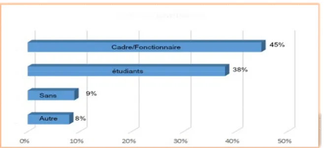 Figure 04 : Pourcentage de consommateurs de compléments alimentaires   selon le statut professionnel