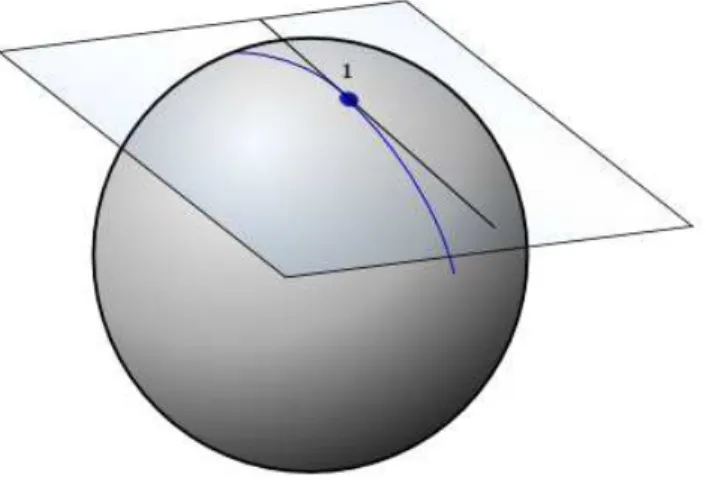 Figure 3.3. La courbe géodésique correspondant à une droite vectorielle de l’espace tangent