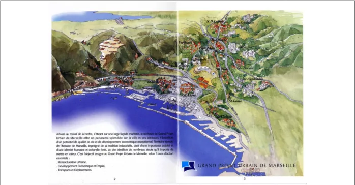 Figure 8. Quand Marseille représente son territoire : des cités d’habitat social qui disparaissent au profit des  bucoliques « noyaux villageois »