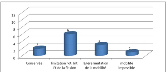 Figure 8 : Répartition des caractéristiques de la mobilité des patients de notre série