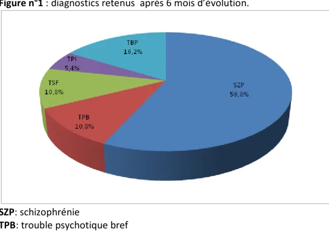 Figure n°1 : diagnostics retenus  après 6 mois d’évolution. 