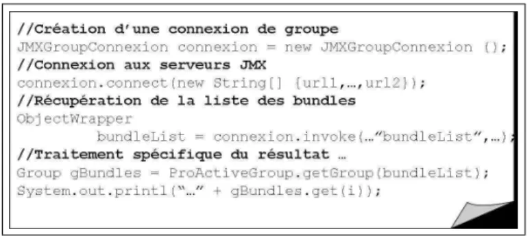 Fig. 4.1 – Exemple d’utilisation de l’extension de l’API JMX pour des groupes de connecteurs