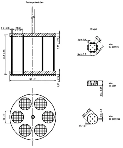 Figure 5 : Appareil de désagrégation A ,  Dimensions en millimètres  (Ph.E. 7/2.9.1.-1)