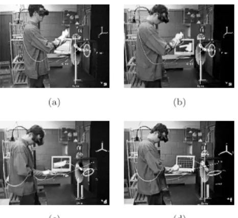 Fig. 4. Graphical gesture of ellipse drawing in the 3D space is performed and analyzed in diﬀerent conﬁgurations, more or less complex, of immersive virtual environment assisted drawing ellipses: