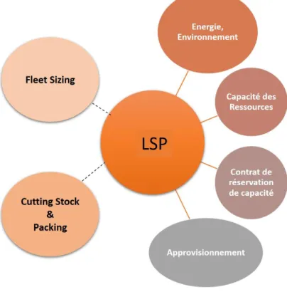 Figure 2. Mes axes de recherche autour du LSP couplé à d’autres problèmes. 