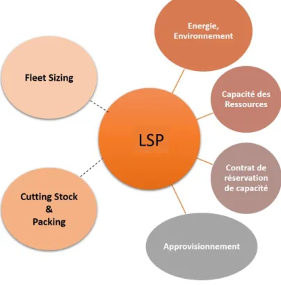 Figure 2. Mes axes de recherche autour du LSP couplé à d’autres problèmes. 