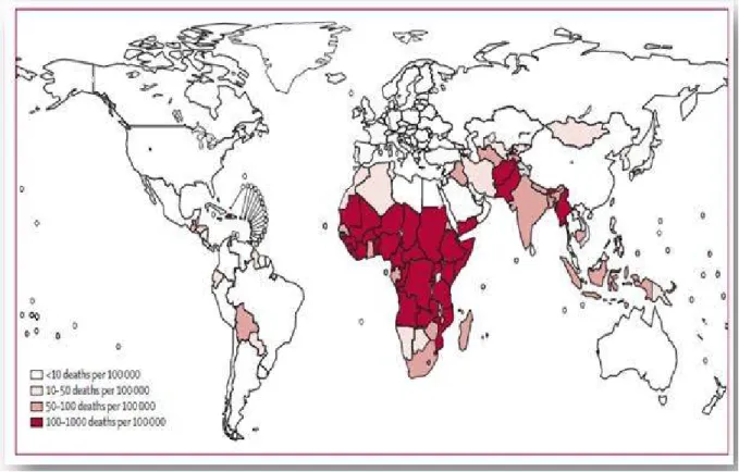 Figure 13: Mortalité associée au rotavirus chez les enfants âgés de moins de 5 ans (2012) [96]