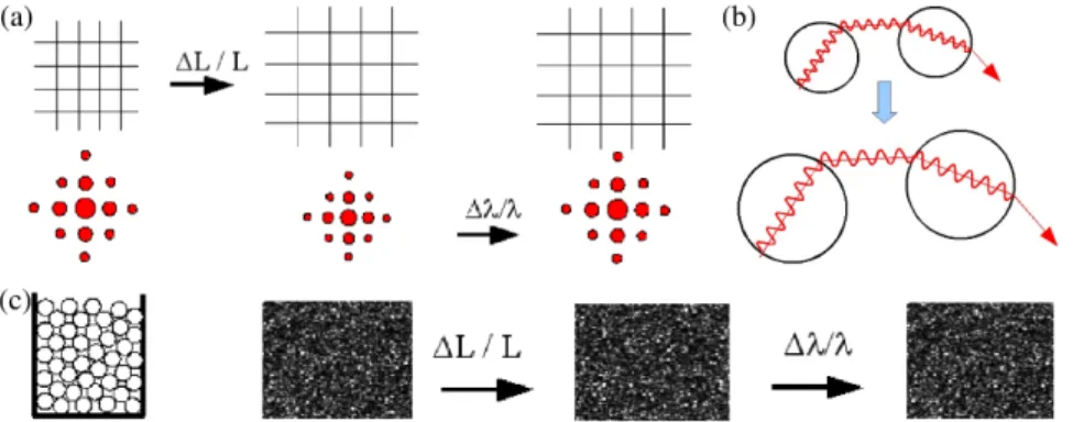 Figure 1.8: Principle of the compensation of an homogeneous deformation by a change of wavelength of the laser source.
