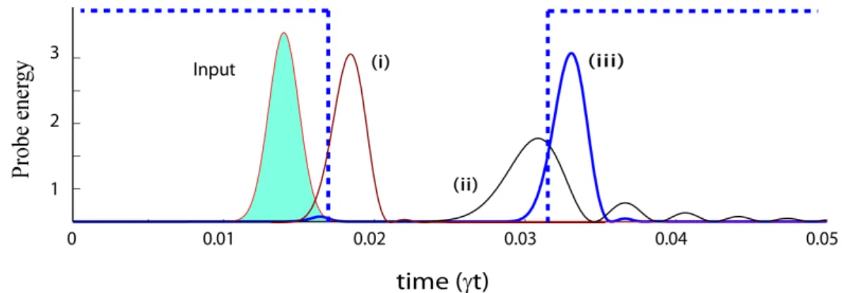 Figure 10 – Simulation des équations de Bloch-Maxwell (extrait de [Hétet2012, voir Articles VII-D])